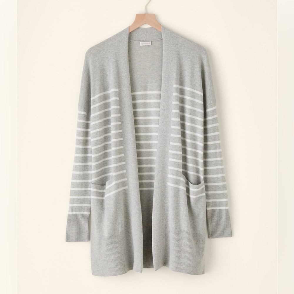 Garnet Hill Gray Striped Cardigan
